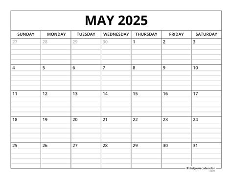 May Schedule 2025