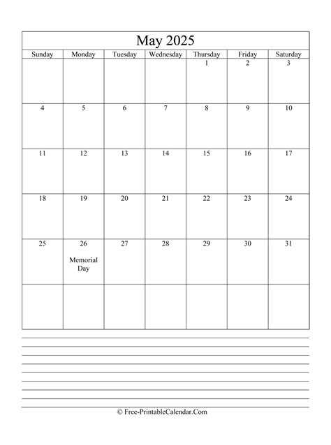 May 2025 Printable Calendar