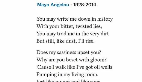 Maya Angelou Famous Poem Still I Rise 12 nspiring s By