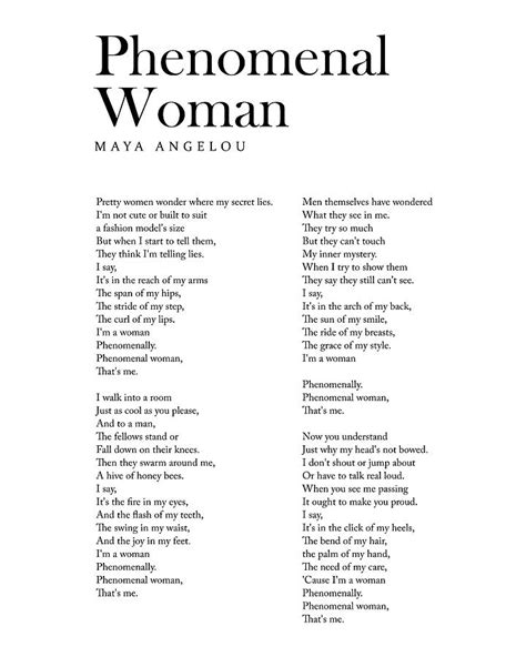 maya angelou poems phenomenal woman analysis