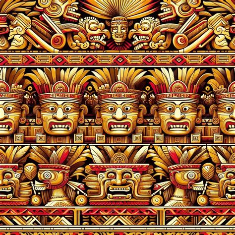 Mayan patchwork seamless pattern. Black and white colors. Stock