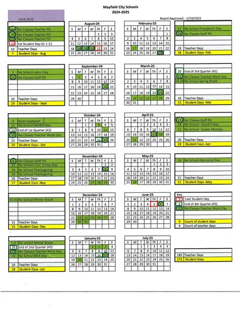 Mayfield Schools Calendar