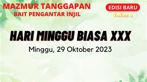 mazmur minggu 29 oktober 2023