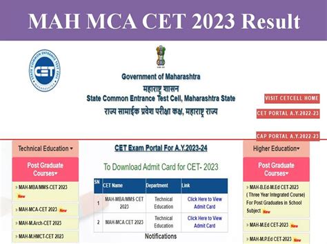 mca cet result 2023 date maharashtra