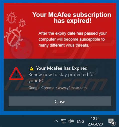 mcafee antivirus subscription expired