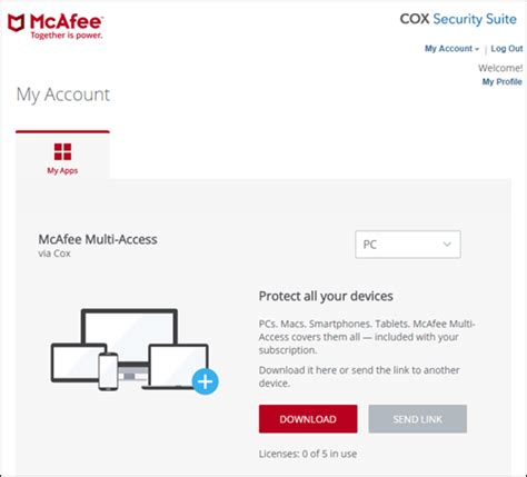 mcafee my account cox