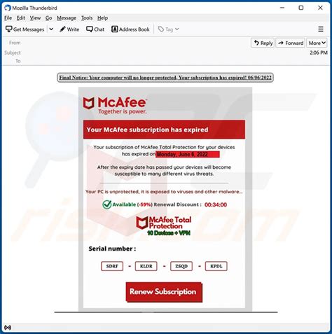 mcafee scam email 2022