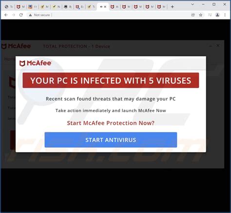 mcafee virus scam pop up