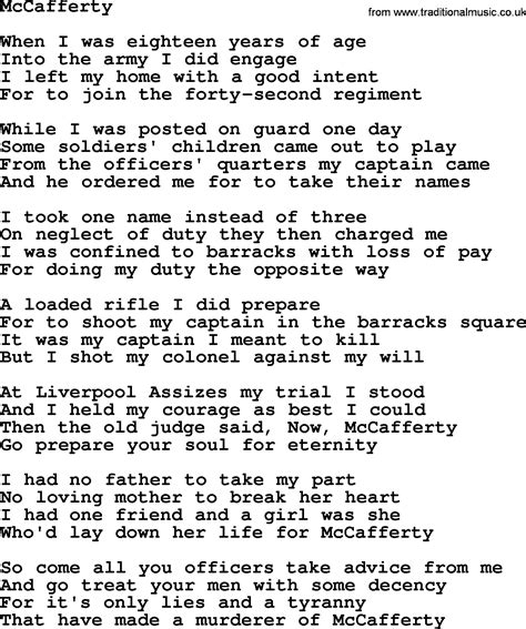 mccafferty song lyrics