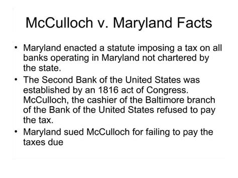 mcculloch v maryland summary and facts