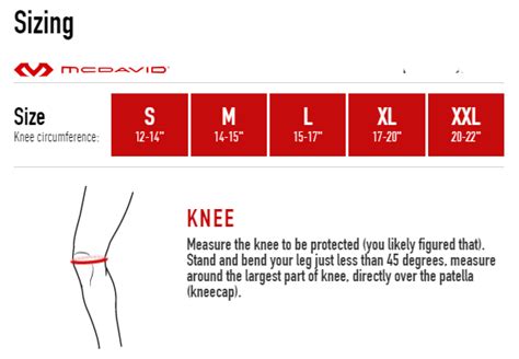 mcdavid knee support sizing