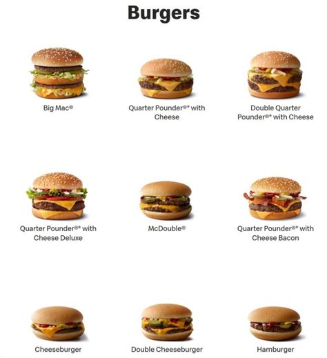 mcdonald's burger menu uk