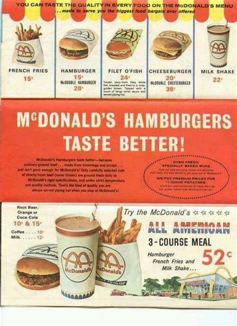 mcdonald's menu in 1960