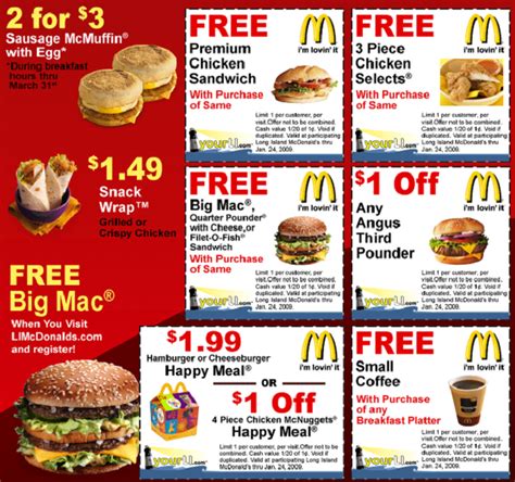 mcdonald's menu specials coupons