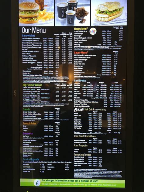 mcdonald's menu with prices 2022 uk