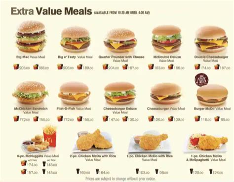 mcdonald's menu with prices philippines