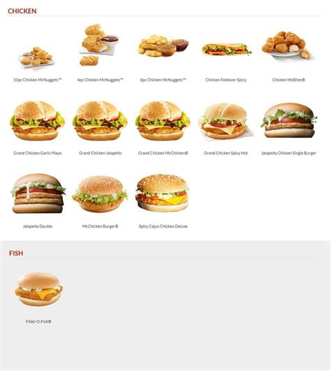 mcdonald's uk current menu