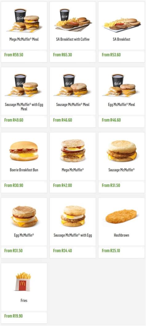 mcdonalds breakfast prices south africa