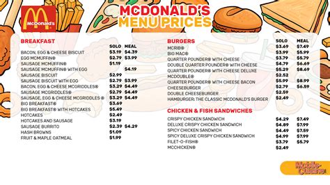 mcdonalds online menu prices