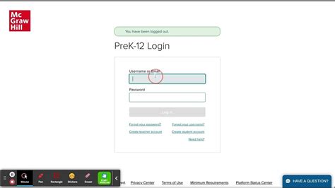 mcgraw hill prek 12 login