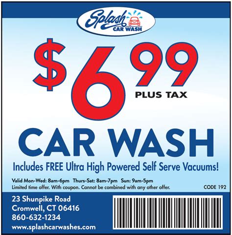 6.99 PLUS TAX CAR WASH Online Printable Coupons USA Local Free