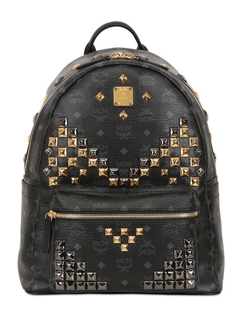 mcm backpack black with studs