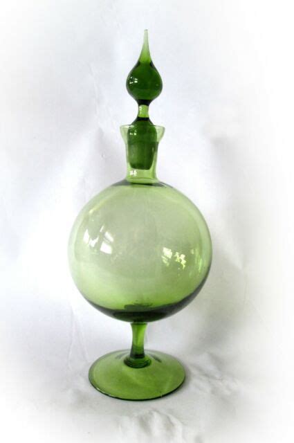 mcm empoli green glass genie bottle decanter
