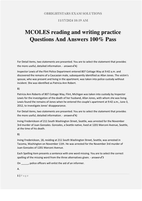 Mcoles Reading And Writing Practice Test