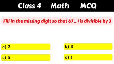 mcq questions for class 4 maths with answers pdf