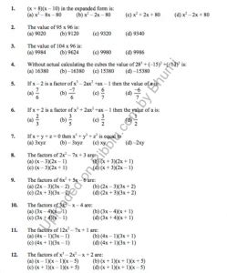 mcq questions for class 9 maths with answers pdf