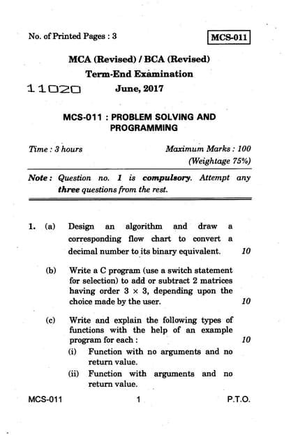 Reviews Mcs 011 Question Paper Update