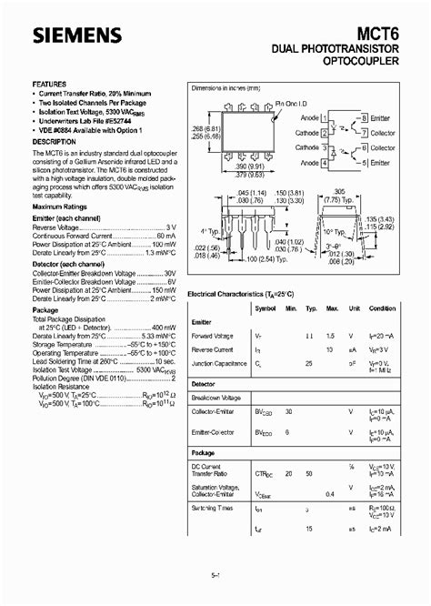 Mct6 Optocoupler Datasheet
