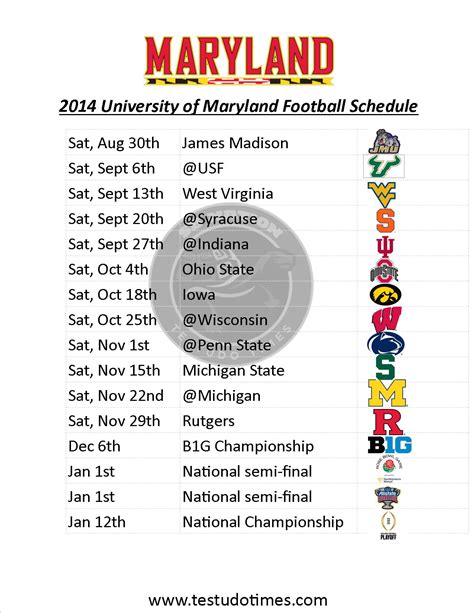 md college football schedule