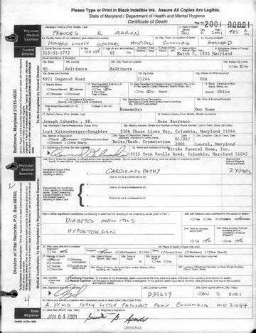 md death certificates online free