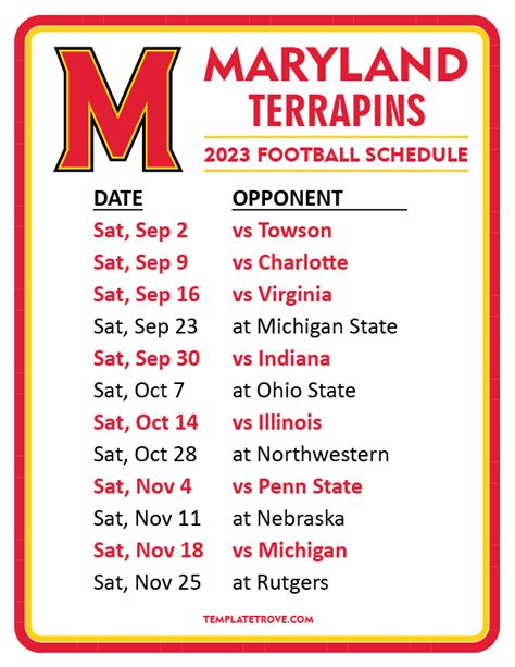 md terrapins football schedule