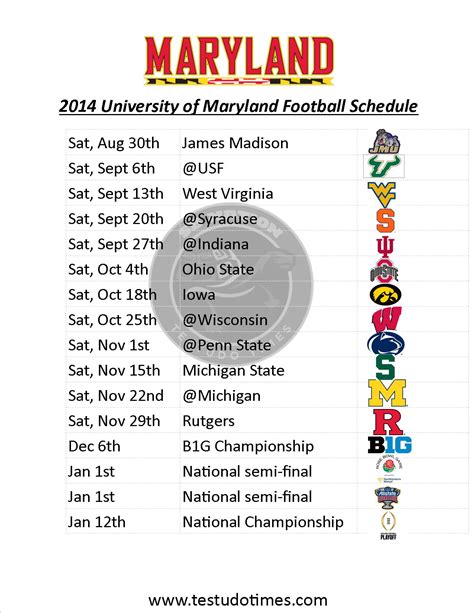 md university football schedule