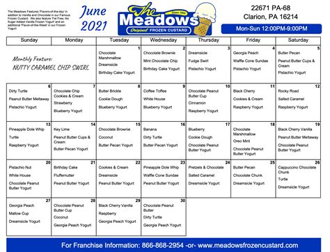 Meadows Greensburg Flavor Of The Day Calendar 2024