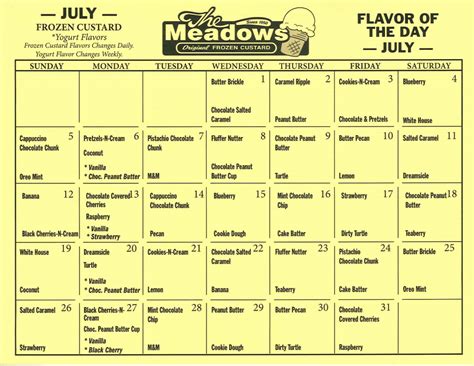 meadows ice cream flavor of the day