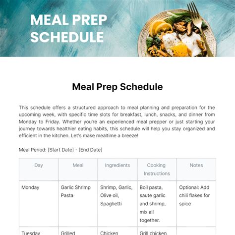 meal prep schedule