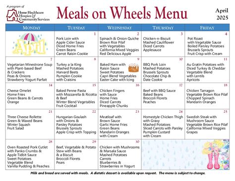 Meals On Wheels Menu Pdf