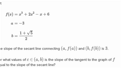 mean value theorem example questions