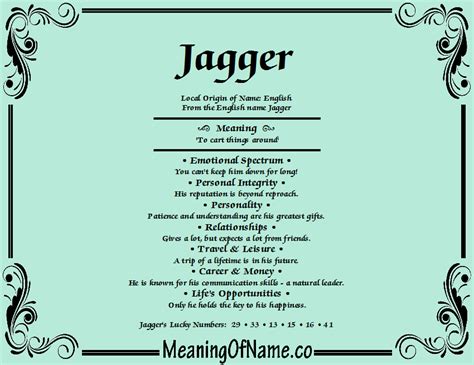 meaning name jagger
