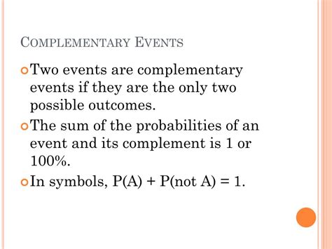 meaning of complementary event in probability