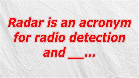 meaning of radar acronym