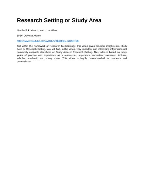 meaning of study setting in research