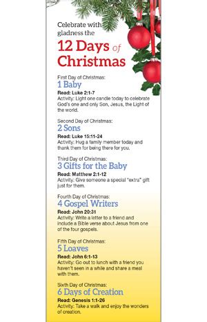 meaning of the 12 days of christmas bookmark