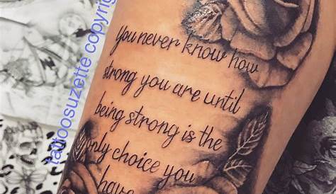Flowers with quote tattoo | Fingerprint tattoos, Back of shoulder