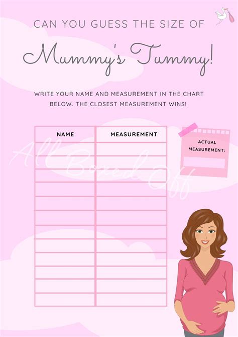 INSTANT DOWNLOAD Measure The Belly Baby Shower Game Baby