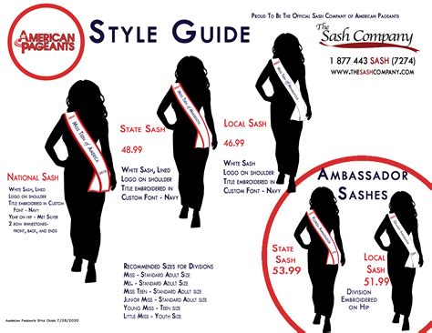 measurements of women's pageant sash