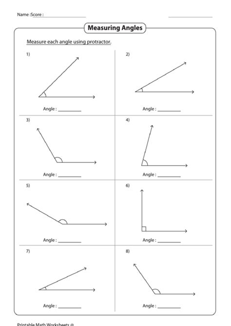 Measuring Angles Worksheet Math Aides